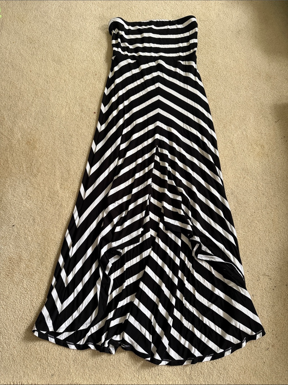 White House Black Market Black and White Strapless Maxi Dress